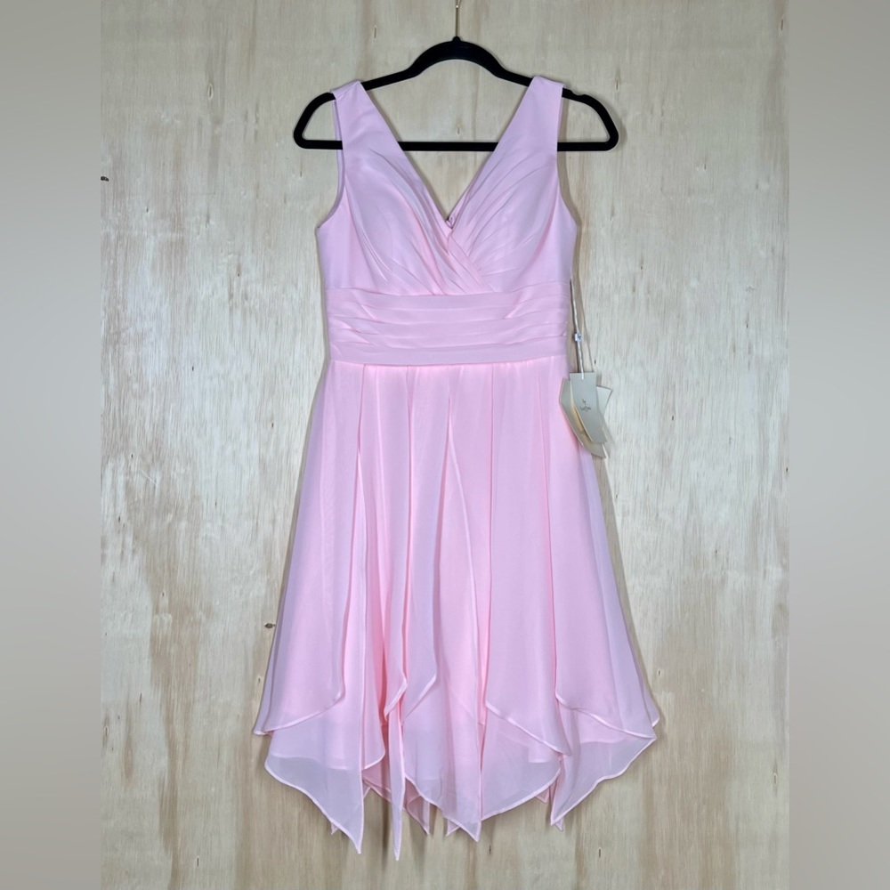 New ~ LanTing A-Line Plunging Neck Chiffon Bridesmaid Dress with Ruching Size 4